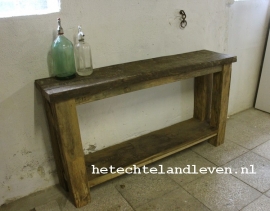 Oud Eiken side table / met onderblad  0103