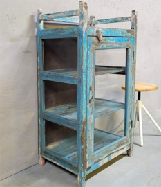 Vintage look vitrinekast – zee blauw | uniek & stoer
