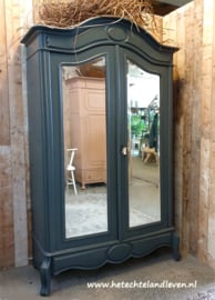 Verkocht / Landelijke kast/ facet geslepen spiegels / Demontabel / e4176