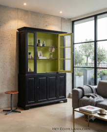 Oude Buffetkast / Vitrinekast /zwart/oud groen