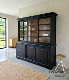 Vitrine met kast / schuifdeuren / lade