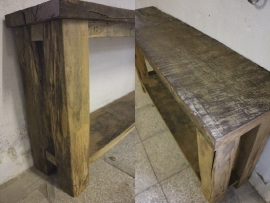 Oud Eiken side table / met onderblad  0103