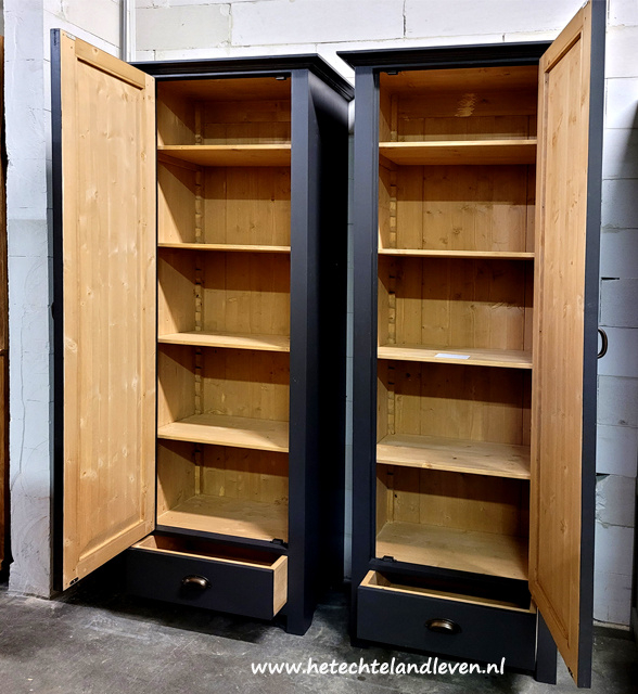 GIANTEX Smalle Hoge Kast - 20x20x180 Cm - Met 2 Deuren & Lade - Verstelbare Planken - Wit