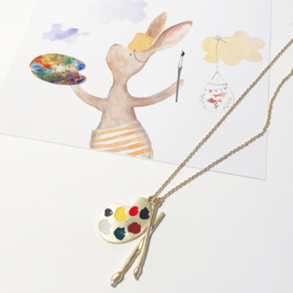 Gein Konijn - ketting met pallet en kwast