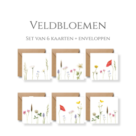 Veldbloemen - kunstkaarten - set 6 stuks