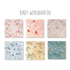 Birdy wenskaarten, set van 6 kaarten incl. envelop