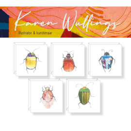 De kevers, 5x wenskaarten incl. enveloppen
