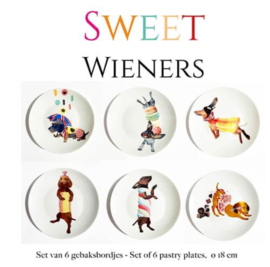 Sweet Wieners - Set van 6 gebaksbordjes