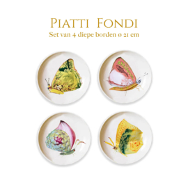 Farfalla - Piatti Fondi- Set van 4 diepe borden