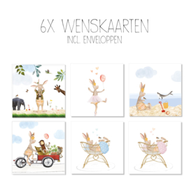 Wenskaarten van Gein Konijn, set van 6 stuks (incl. witte envelop)