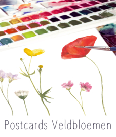 Veldbloemen - kunstkaarten - set 6 stuks