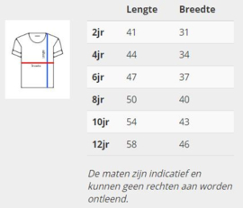 Maattabel Kinder T-shirten