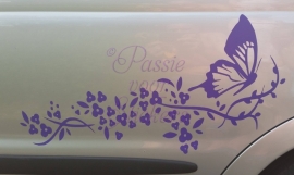 Autosticker Vlinder met bloemen