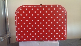 Koffer 25 cm rood met stippen