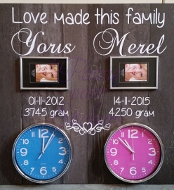 Love made this family...60x60cm behang motief 2 kinderen