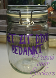 Snoeppot Het zit d'rop bedankt (naam)