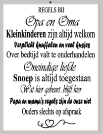 Muursticker Regels bij Opa en Oma 60x80cm