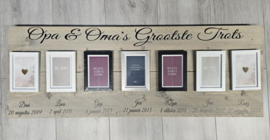 Opa & Oma's Grootste trots 7 kleinkinderen - steigerhout 110x38cm