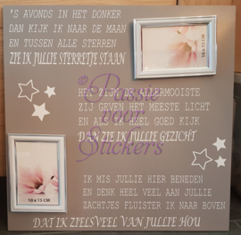 's avonds in het donker...50x50cm met 2 fotolijsten in jou of jullie-vorm