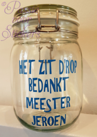 Snoeppot Het zit d'rop bedankt (naam)