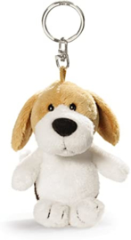 Nici Pluche beagel hond wit/beige/ bruin10cm Sleutelhanger