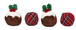 Pluche kerstballen 4 stuks