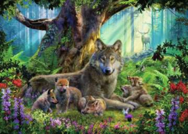 Ravensburger puzzel Familie wolf in het bos