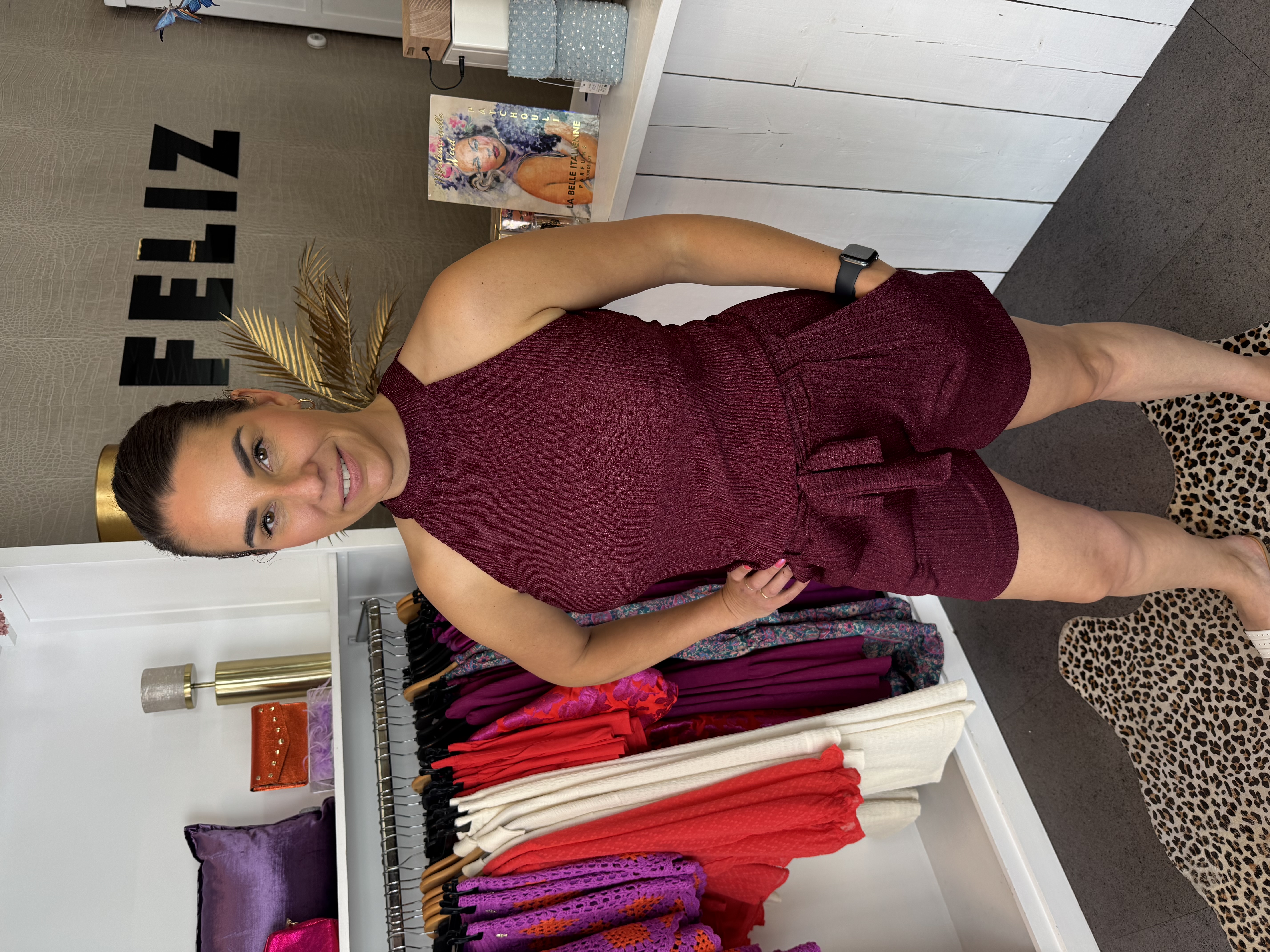 Twinset short lurex bordeaux