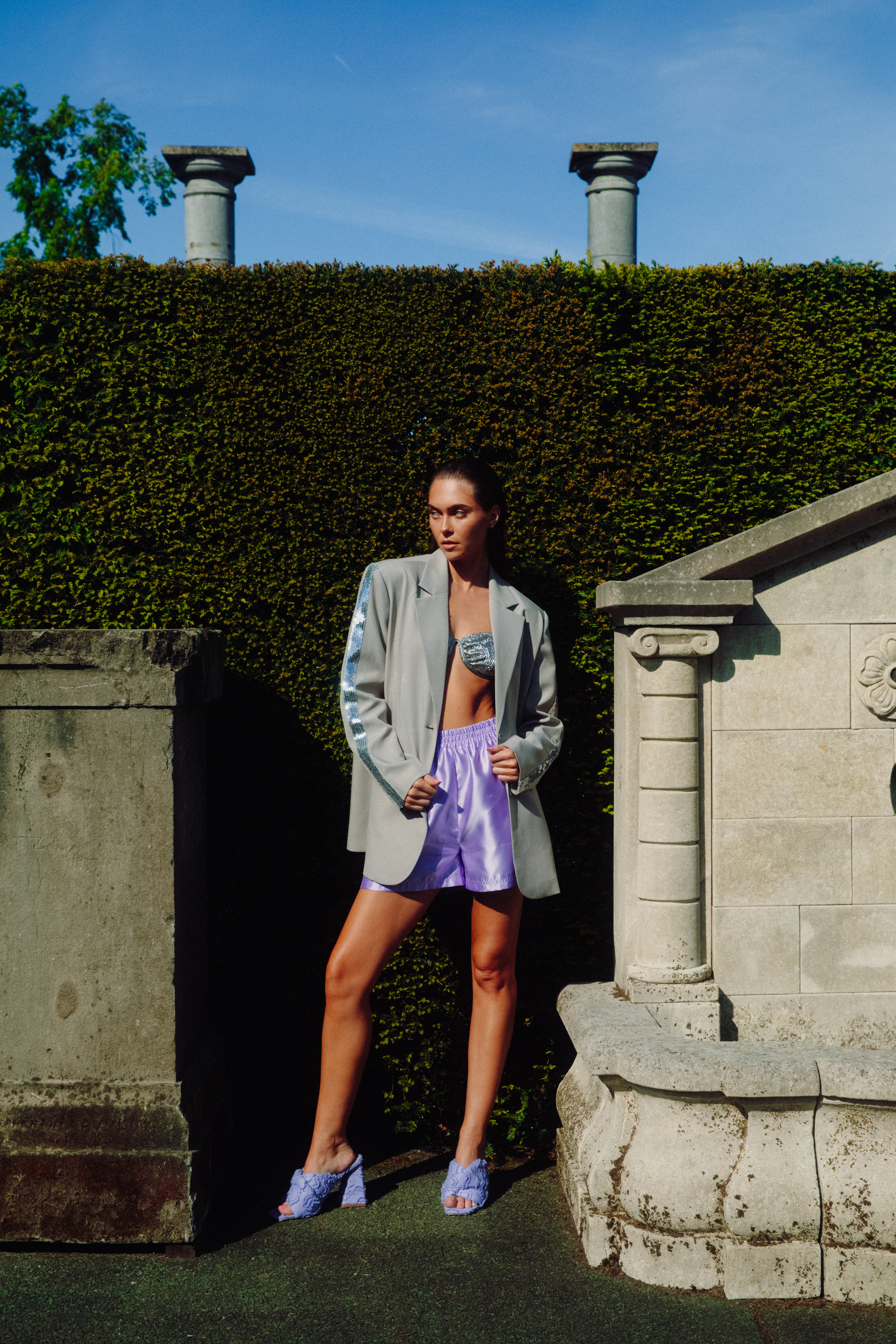 Refined Department satin short MONE | Lilac