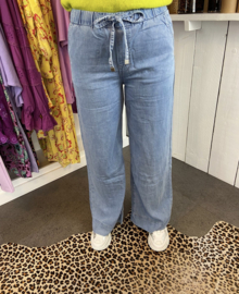 Broek silky denim wide leg