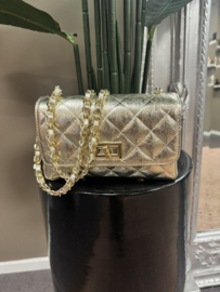 Audrey bag small metallic goud