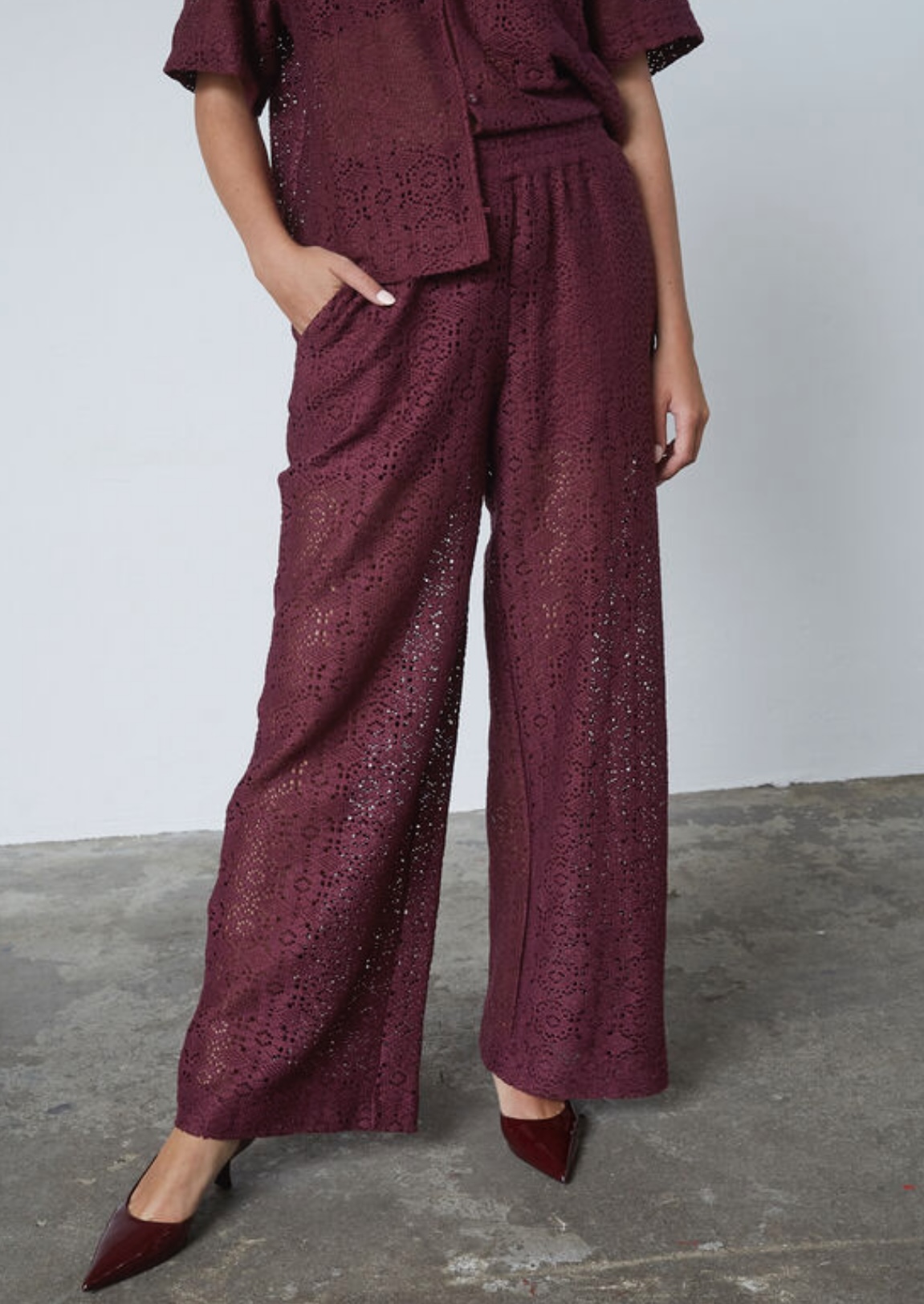 SistersPoint broek Elisa | Crochet bordeaux