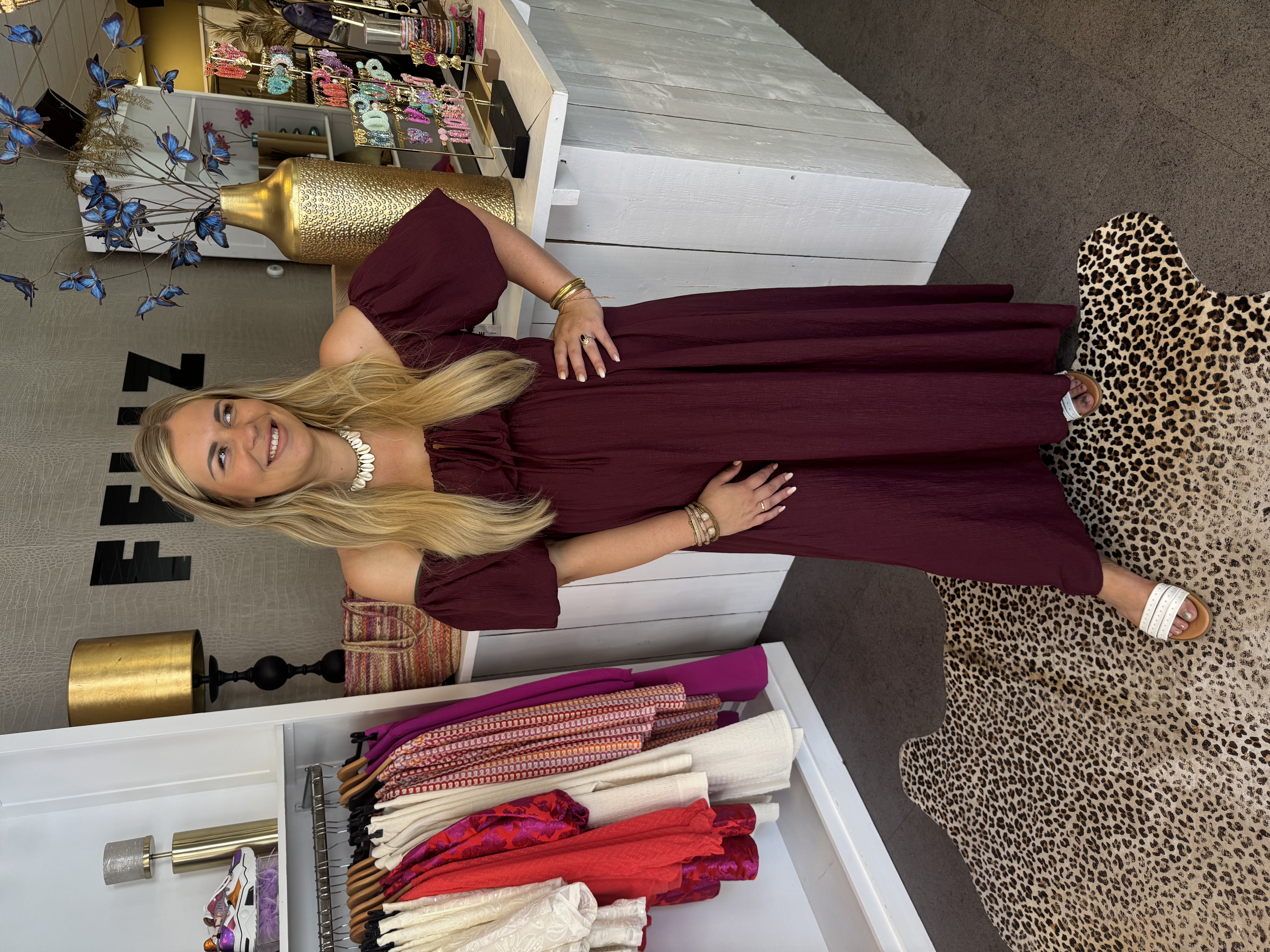 Joya maxi jurk Bordeaux