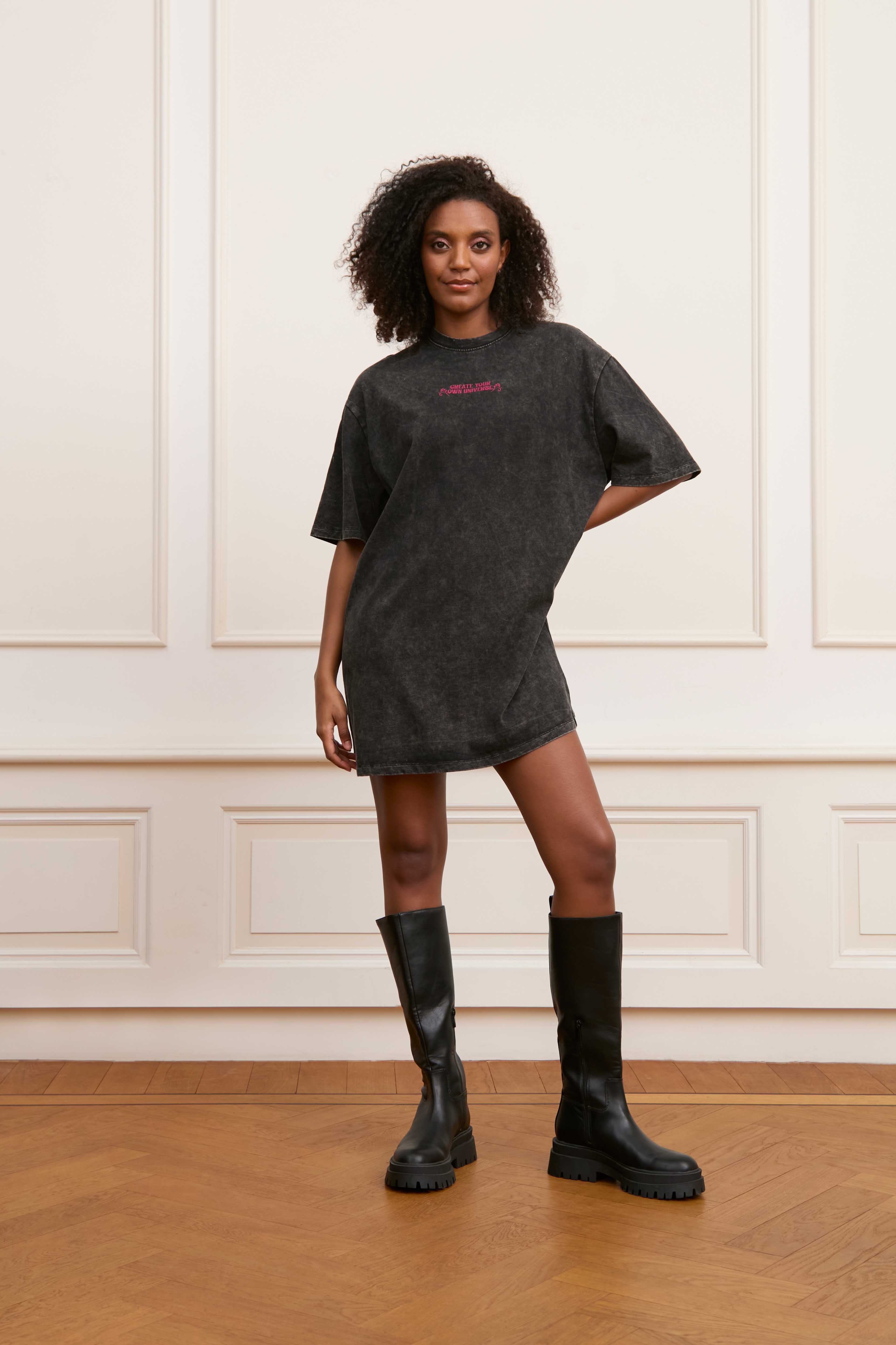 Lofty Manner t-shirt jurk Roxy | Black