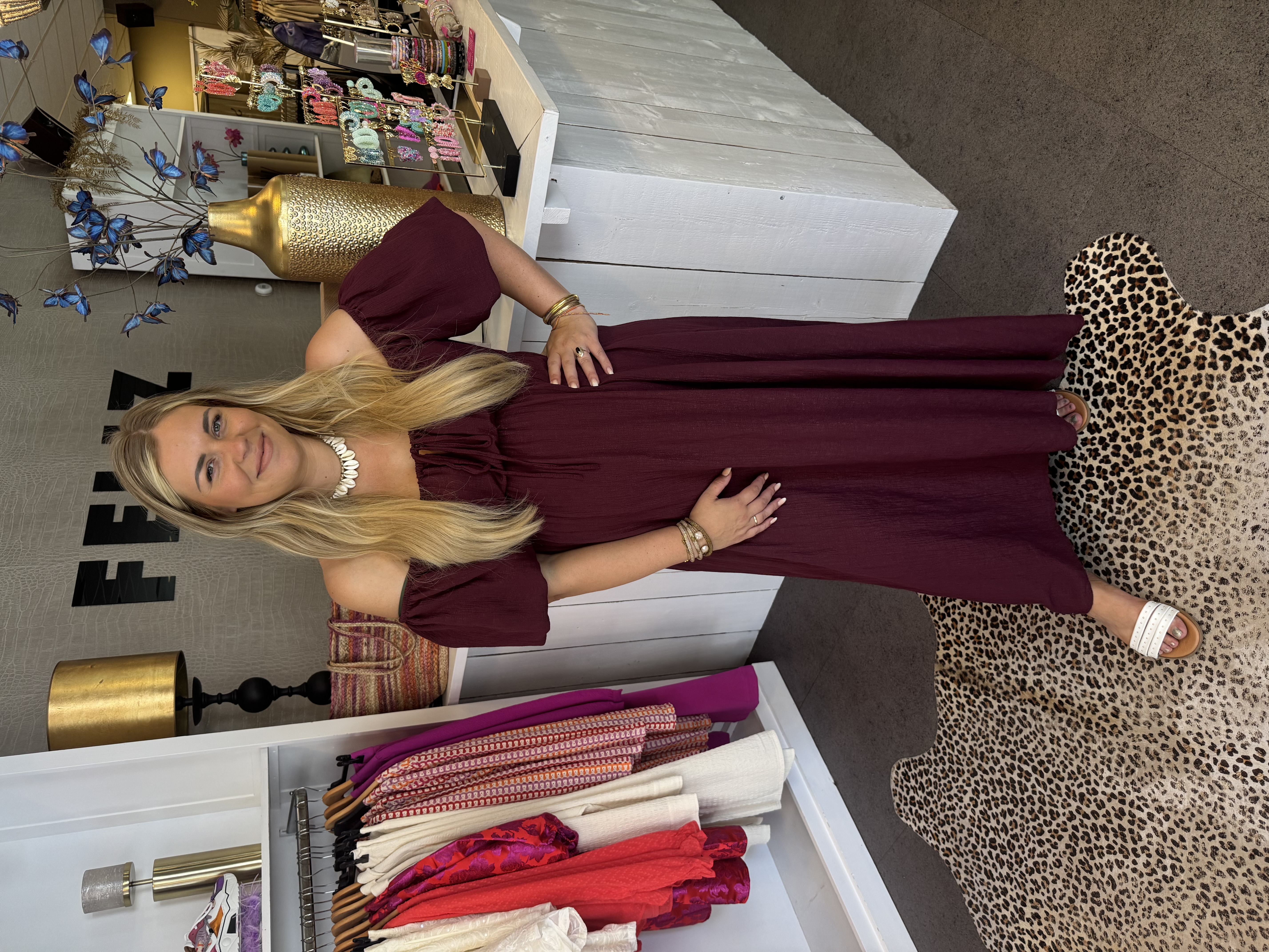 Joya maxi jurk Bordeaux