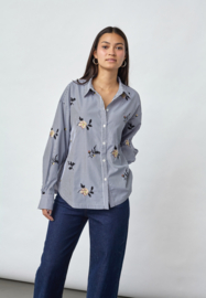 Sisters point blouse ELONA | navy stripes emb