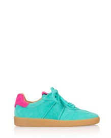DWRS Label POONA suède | Turquoise / Fuchsia