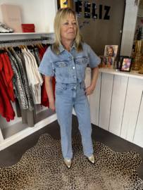 Redial jumpsuit denim korte mouw