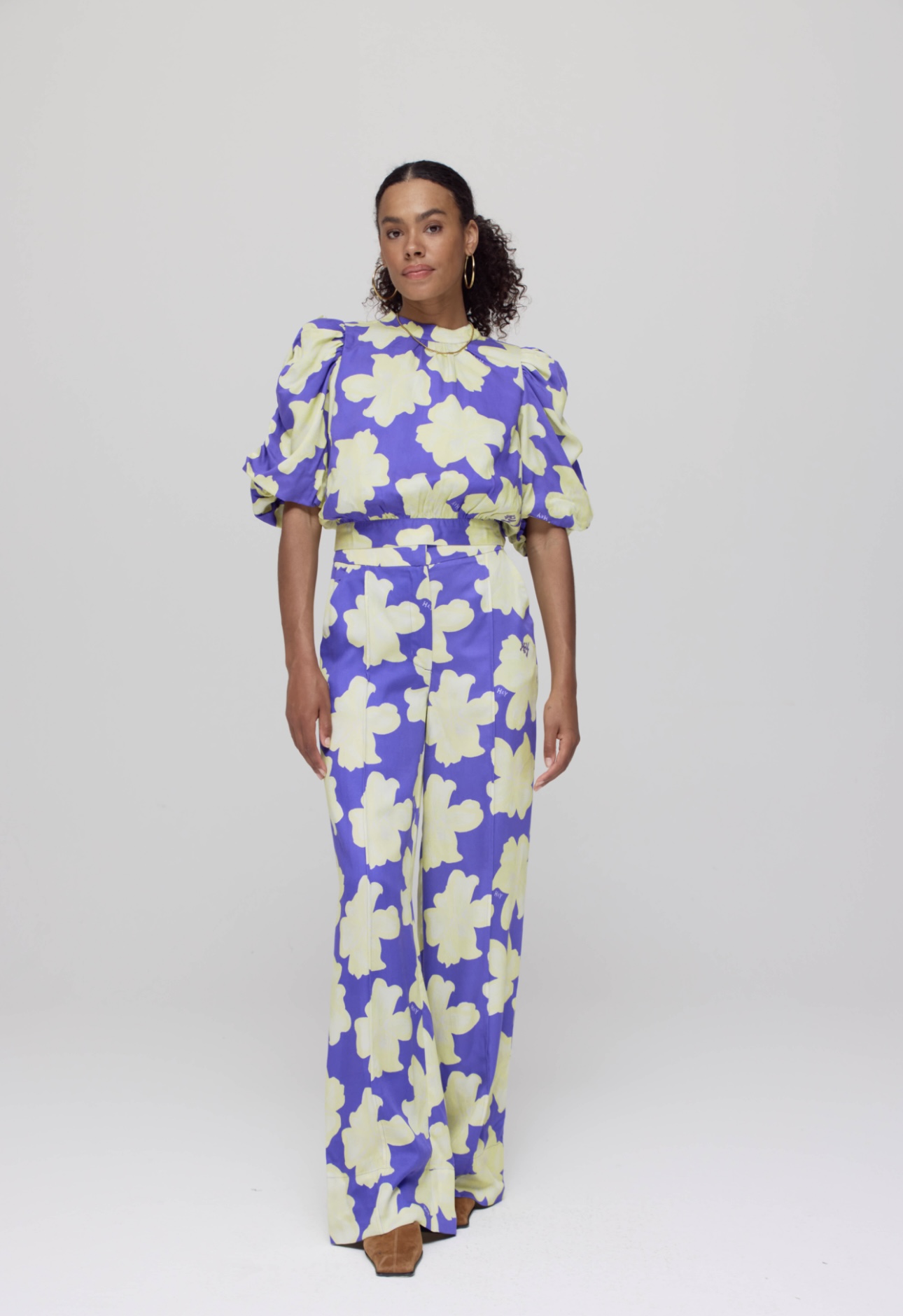 Harper & Yve broek Holly | Bold flower - Lemonade