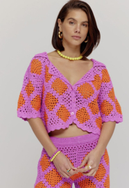 Harper & Yve crochet top BENTE | Vivid Viola Sunset orange