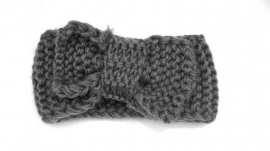 Knitted headband bow grey