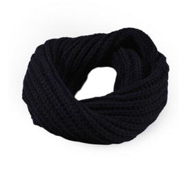 Knitted collar scarf navy blue