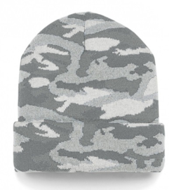 Knitted camo light grey beanie