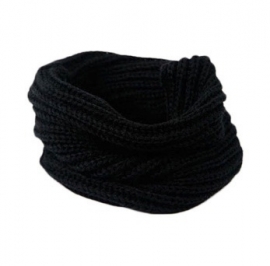 Knitted collar scarf black