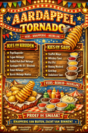 Aardappel Tornado's  2 uur uitdelen.