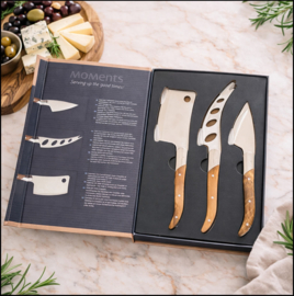 Kaasmessenset 3-delig met olijfhouten handvat