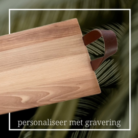 SERVEERTRAY BEUKEN - stoere leren handvaten - 59cm