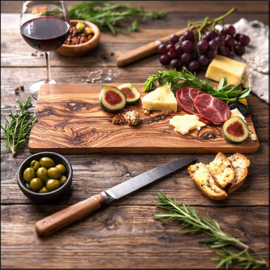 TAPASPLANKJE OLIJF - premium snijplank van olijfhout 35x12cm