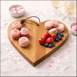 BORRELPLANK HART - massief eikenhout in hartvorm - 30x34cm