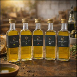 Olijfolie Proeverij Cadeau pakket – 5 Soorten extra vergine Olijfolie